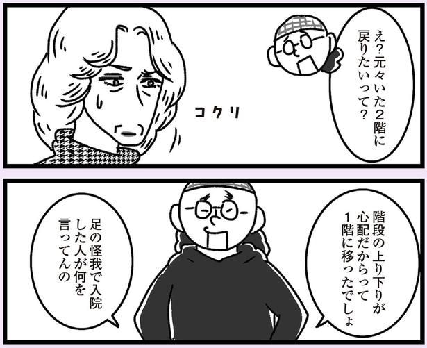 足の怪我で入院した人が