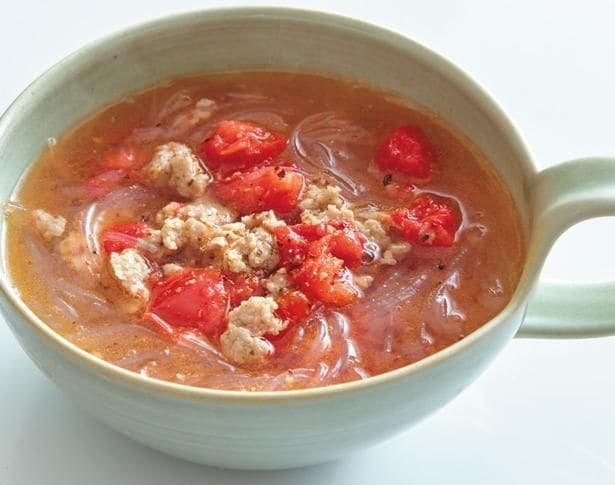 トマトとひき肉のはるさめスープ