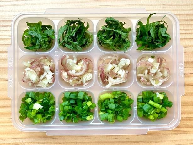 大葉・みょうが・ネギ!混ぜてもOK(▶次へ)