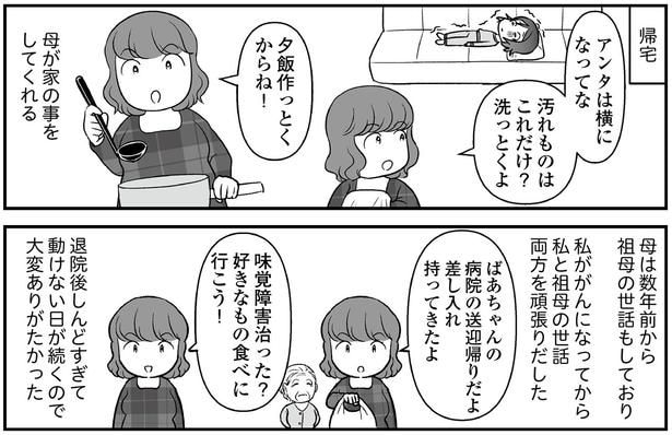 母が家の事をしてくれる