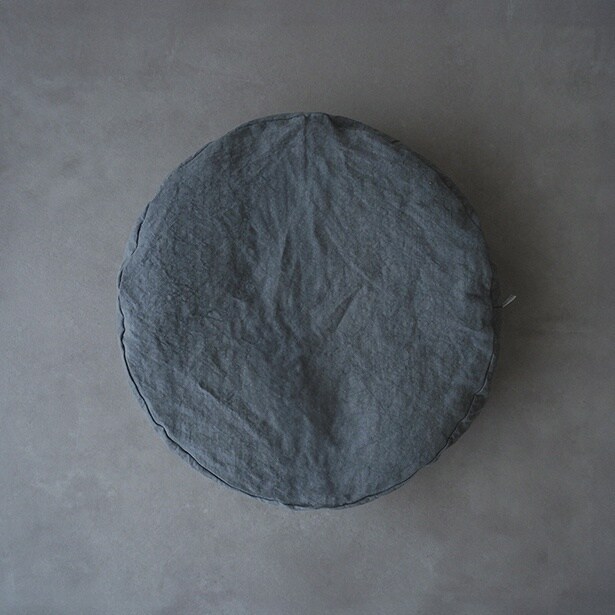 Pouf Cat Bed カバー(炭染め×リネン和紙)