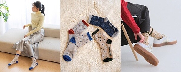 靴下屋×Wpc. Patterns FLOAT MERRY FLOWER LOW CREW