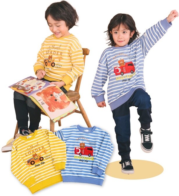 「[TOMICA & Tom]ショベルカー消防車トレーナー」(各3190円)