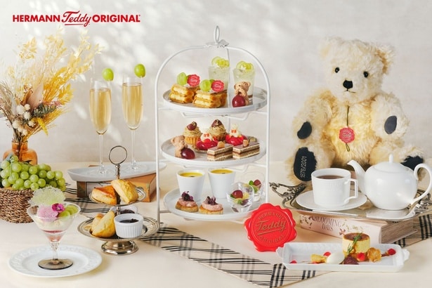 シャインマスカットと栗アフタヌーンティー withハーマンテディ(リストランテ マンジャーレ 伊勢山)