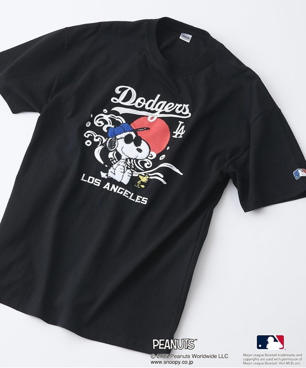 「【PEANUTS×MLB】オリジナルデザイン 和柄Tシャツ(ブラックA)」(5489円)