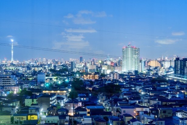 南側にはスカイツリー、東京タワーの姿も(写真は夜間)