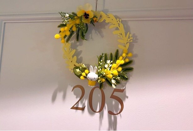 全20室の既存のミッフィールームに加えて登場した新ルーム3室の玄関にはこのリースがデコレーションされている