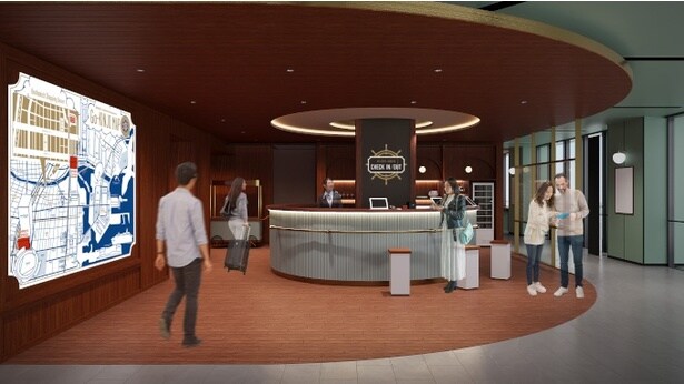 船の操舵室から着想を得たレセプション