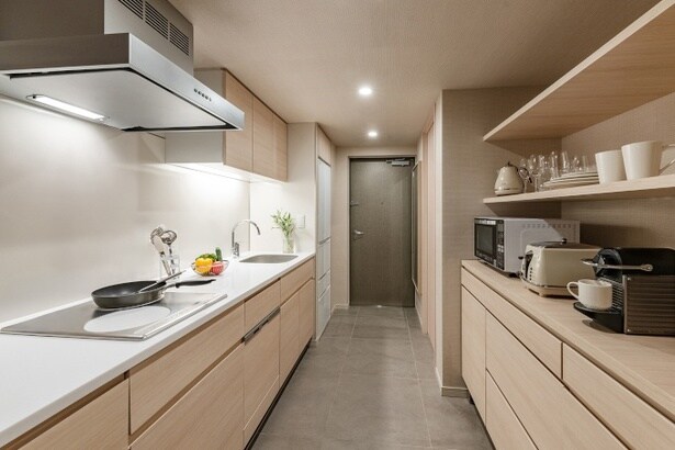 全室にキッチンを完備。長期滞在も快適に