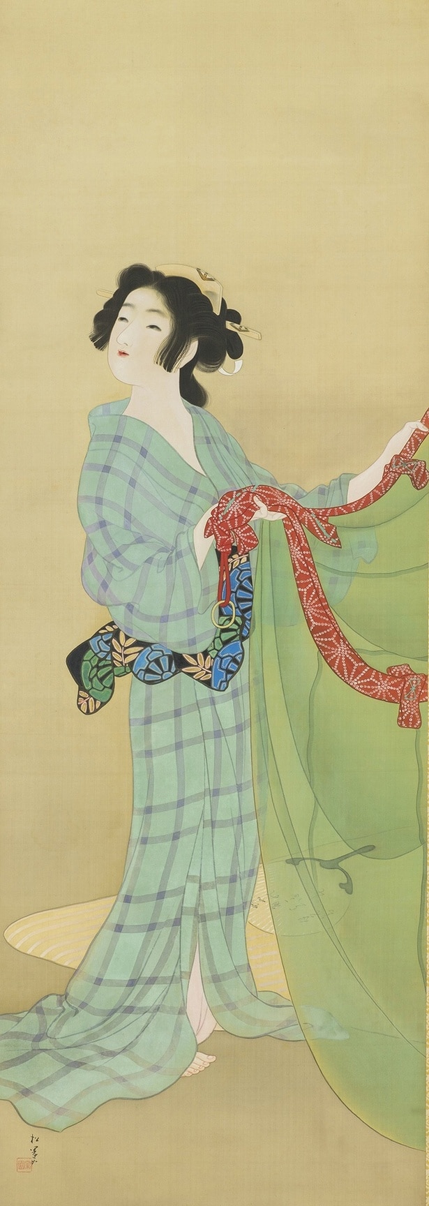 上村松園《美人観月》1913年ごろ 福田美術館蔵後期展示
