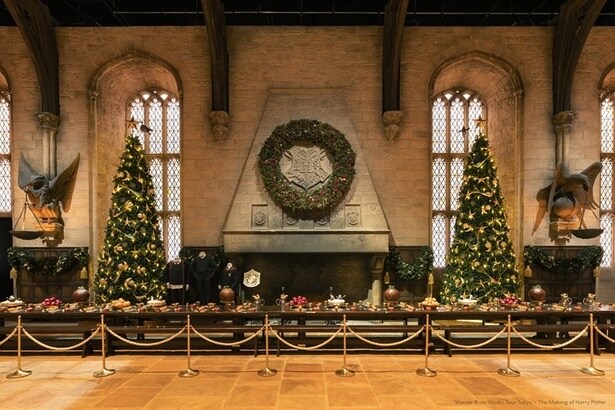 色とりどりのオーナメントや高さ5メートルを超えるクリスマスツリーで華やかに彩られる