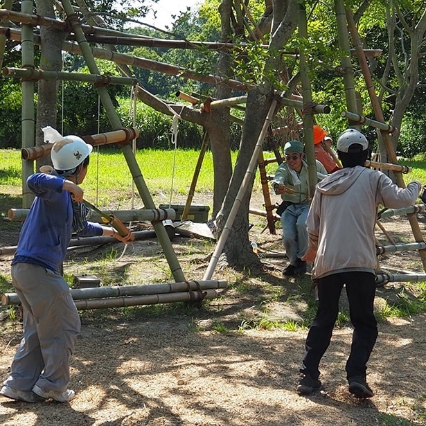 【写真】自然遊具を体験できる遊び場「竹の砦」