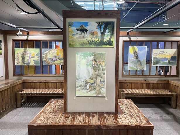 「平成狸合戦ぽんぽこ」のイラストボードなど、16点が展示されている