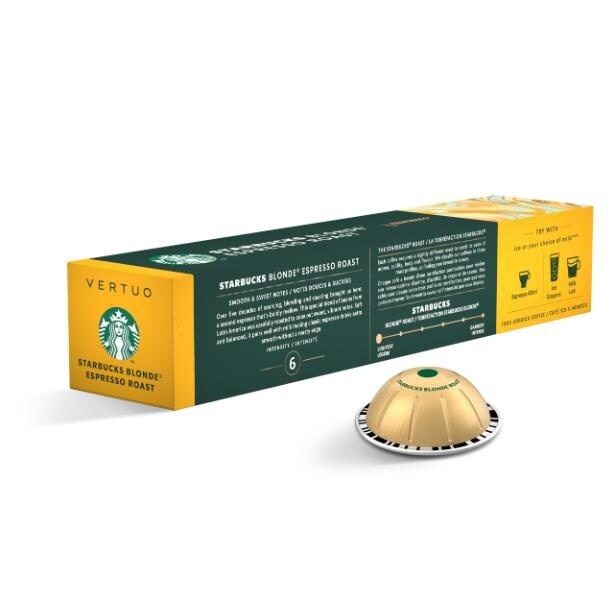 ミルクでさらにおいしい「スターバックス ブロンド エスプレッソ ロースト」(10カプセル入り/1296円)