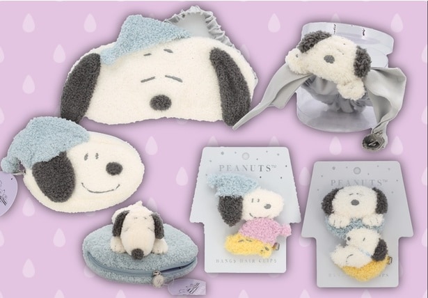 「アイマスク」(2310円)、「ナイトシュシュ」(1980円)、「マスコット前髪クリップ」(各1760円)、「ダイカットポーチ」(2090円)、「まくらポーチ」(2860円)