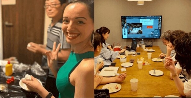 笑顔と真剣さが同居する企画展準備の様子