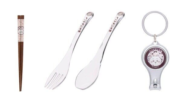 写真左から「お箸」(1100円)、「スプーン＆フォークセット」(1650円)、「ガラス爪切り」(660円)