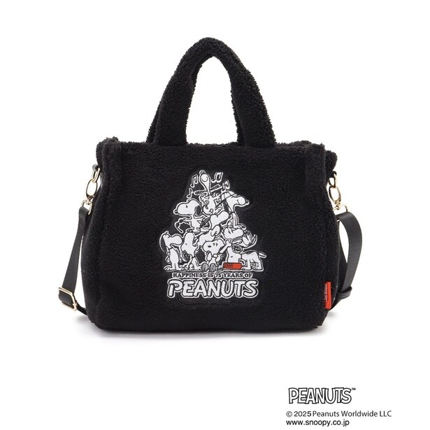 「【PEANUTS】ボアスクエアトート(ブラック)」(6047円)