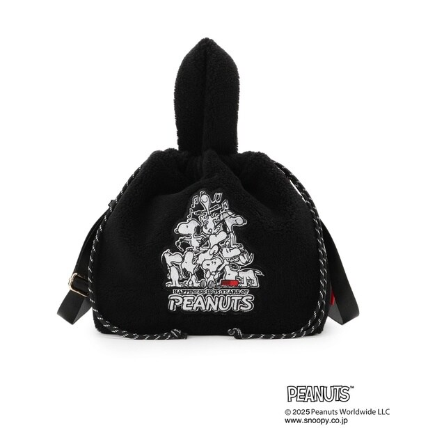 「【PEANUTS】ボア巾着トート(ブラック)」(5497円)