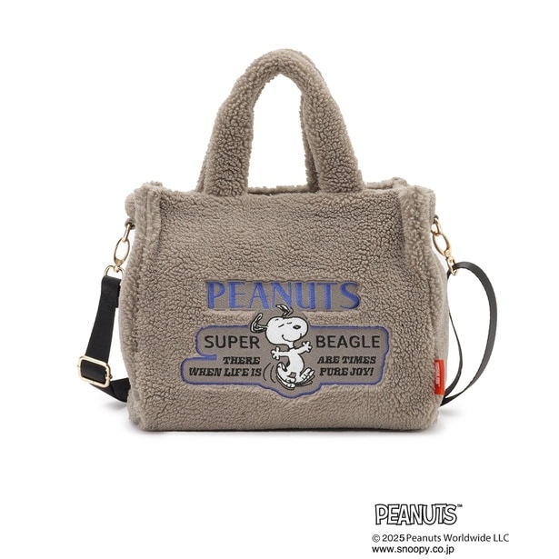 「【PEANUTS】ボアスクエアトート(グレー)」(6047円)