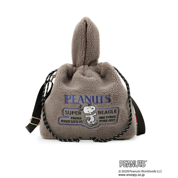 「【PEANUTS】ボア巾着トート(グレー)」(5497円)