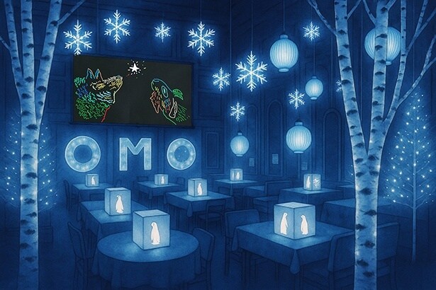 OMO7旭川で、光と影が織り成す動物たちと絵本の世界に浸る「月灯りと動物たちの物語」が開催。四季をモチーフにしたモンブランも登場