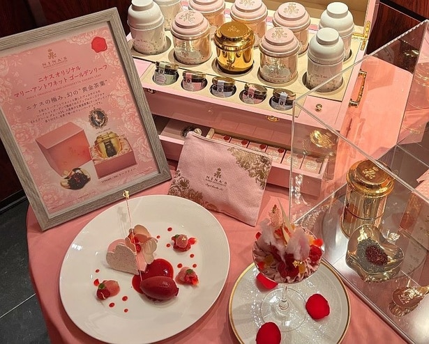 ニナスのブランドロゴとRoseモチーフが入った「ニナス オリジナル ミニポーチ」のプレゼントも用意されている