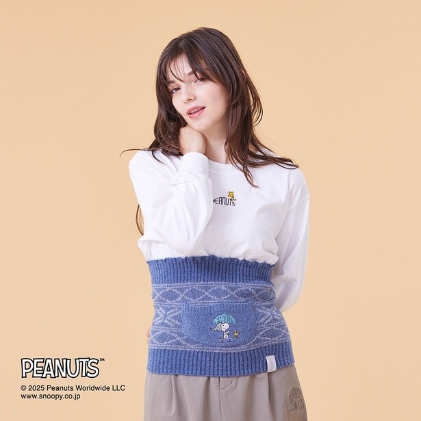 「ブレスサーモゆるぬくウエストウォーマー 腹巻(スモークブルー×Lグレー)」(5500円)