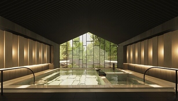 中庭の自然を感じる内観