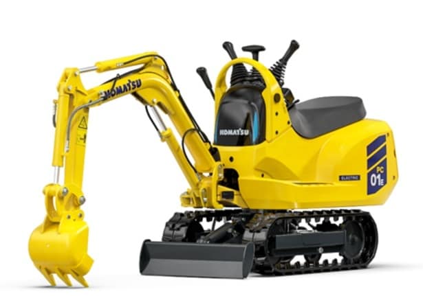 会場にはコマツの電動マイクロショベル「PC01E-2」も登場。乗って撮影できるフォトスポットとしても注目