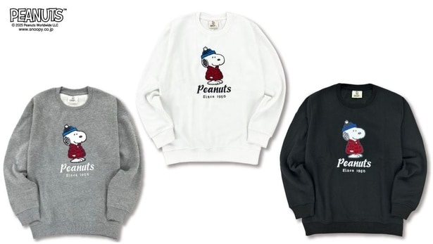 「裏起毛ダウンジャケット柄さがら刺繍トレーナー」(各3190円)