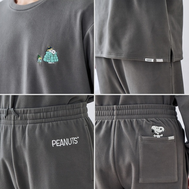 グレーも同じデザインを採用。着ぶくれスヌーピーが冬らしさを演出