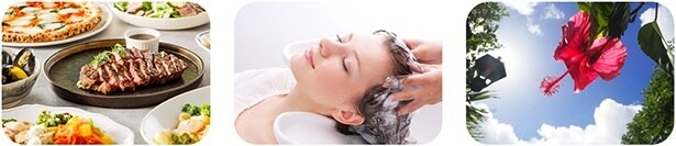 左から「パーティープラン」「ビューティー＆リラクゼーション」「Bella / Bello! Winter キャンペーン」