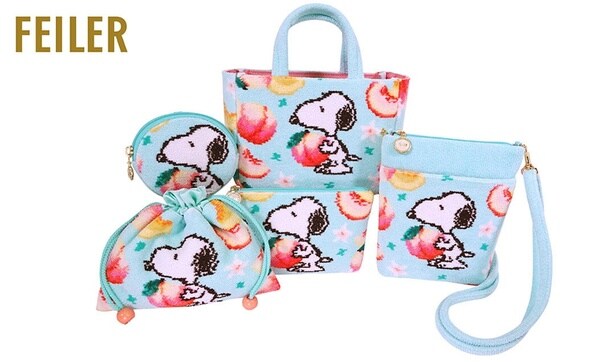 「サークルポーチ」(7700円)、「フリル付巾着」(6600円)、「バッグインミニトート」(1万6500円)、「舟形ポーチ」(6600円)、「ショルダーバッグ」(1万6500円) 