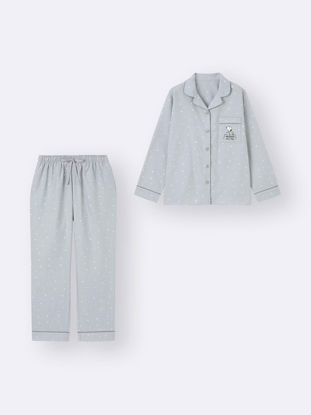 「フランネルパジャマ(長袖&ロングパンツ) Peanuts(グレー)」(3990円)