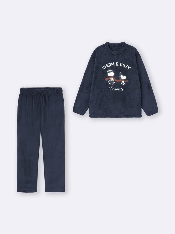 「マシュマロフィールラウンジセット(長袖) Peanuts(ネイビー)」(3990円)