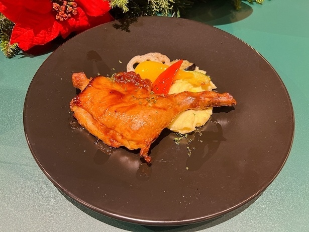 【写真】「クリスマス バーベキューチキンプレート グリル野菜添え」