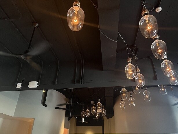 「イカサウナ」のあるフロアの天井にはイカ釣りのライトを模した照明