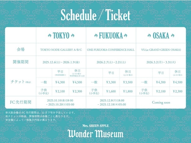 会期スケジュールとチケット詳細