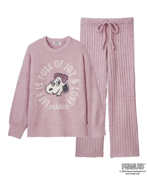 「PEANUTS スヌーピー フェイス ニット 長袖 上下セット(ダスティピンク)」(8580円)