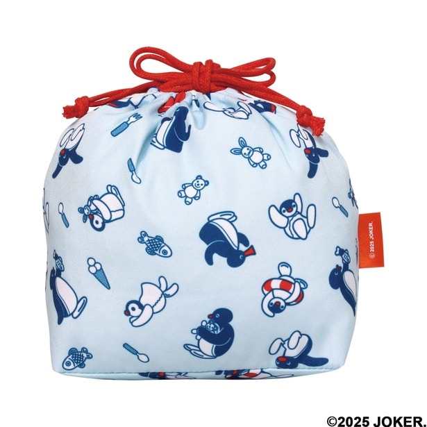 BIG巾着は、楽しく遊ぶピングーとピンガをたくさんあしらったにぎやかなデザインに！