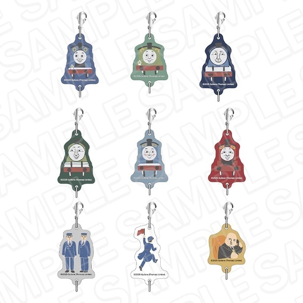 トーマス、パーシー、ジェームスなど、どれが当たるか分からないランダム封入の「つながるミニチャーム(ランダム) OVERWORK SERIES」(全9種類、各440円) 。「きかんしゃトーマス POP-UP SHOP」で販売した人気グッズのひとつだ