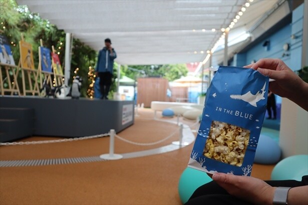 IN THE BLUE CAFEのポップコーン(塩500円、キャラメル600円)