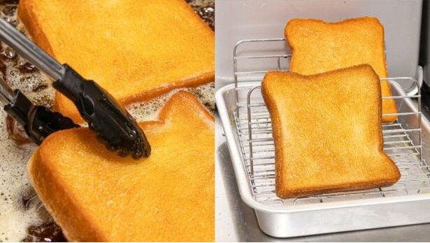 フライドサンド用に選び抜かれた食パンを揚げることで、驚きの触感に