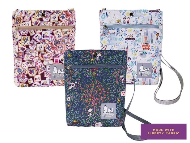 「PEANUTS×リバティ・ファブリックス コラボ サコッシュ」(各4290円)※写真左から「スタンプ」「ウッドストック」「ロンドン」