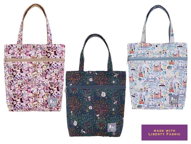 「PEANUTS×リバティ・ファブリックス コラボ タテトート」(各7920円)※写真左から「スタンプ」「ウッドストック」「ロンドン」