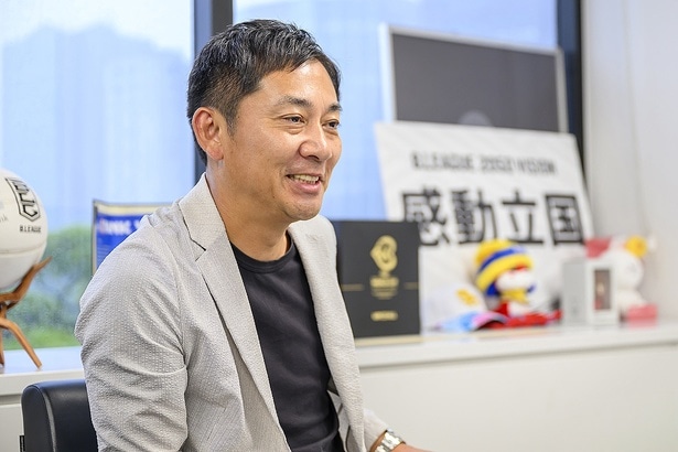 「最近、テレビで選手を見ることが多くなりましたね」と、島田チェアマン。試合以外でも選手の露出が増えたことで、リーグの注目度が上がったことを実感するようになったという