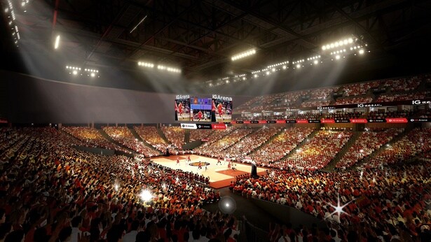 天井高が30メートルもあるIGアリーナ。Bリーグのホームアリーナとして最大規模を誇る