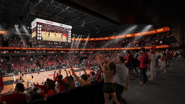 圧倒的な映像演出が楽しめるTOYOTA ARENA TOKYO。国内最大級のLEDセンターハングビジョンと、国内初導入となる上下2層のリボンビジョンが特徴