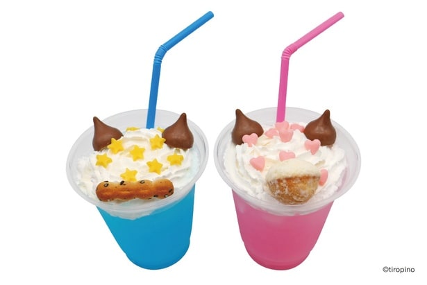 ちろるのわんわんドリンク(左)、ぴののにゃんにゃんドリンク(右)